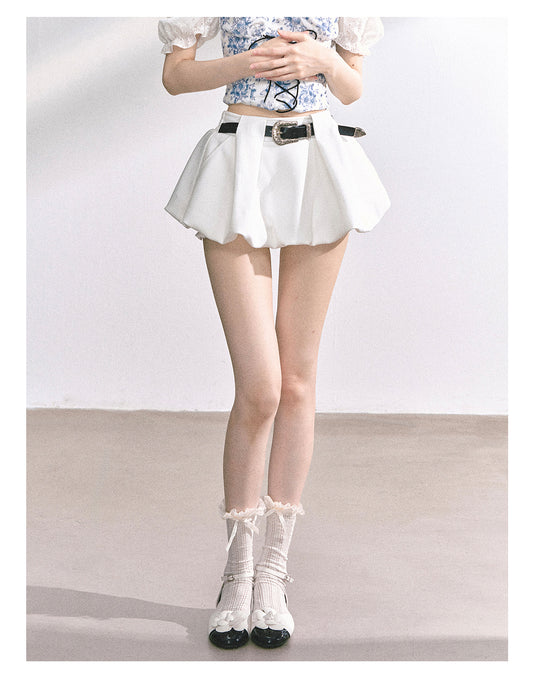 少也眼 “City Muse" High-Waist Tulip Mini Skirt - White 7520678