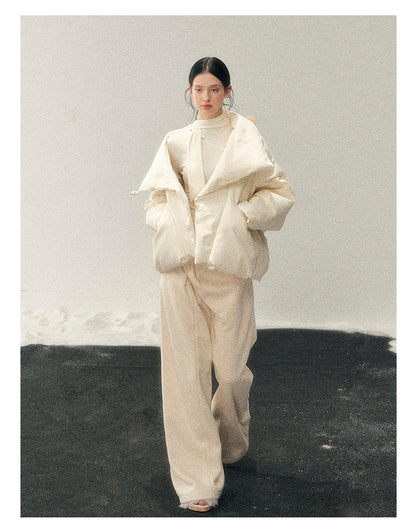 040126 "The Fluffiness of Snow" Down Jacket - Creamy Apricot White