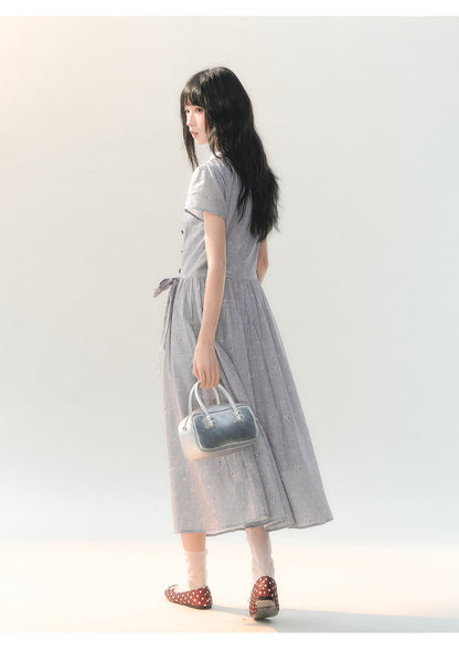 [CAN] "Lavender Mist Letter" Smoky Lavender Floral Bow Dress