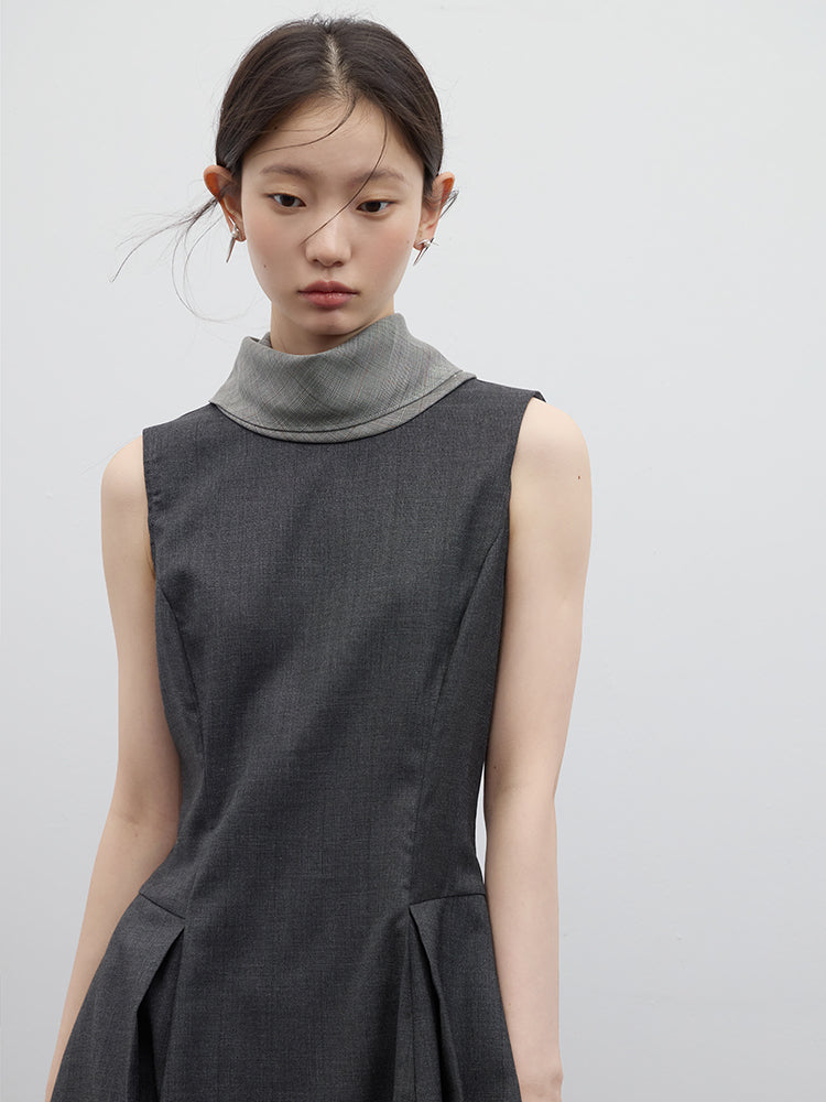 FUSSED Chill Girl Reversible Pleated Sheath Dress – Meteor Gray FOF-25SS052