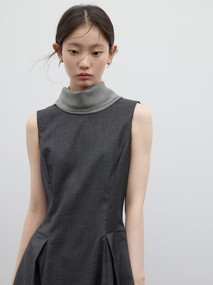 FUSSED Chill Girl Reversible Pleated Sheath Dress – Meteor Gray FOF-25SS052
