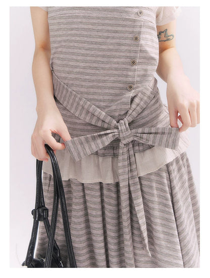 “Old Keepsake Letters” Frost Gray Doll Collar Lace Two-Piece Set