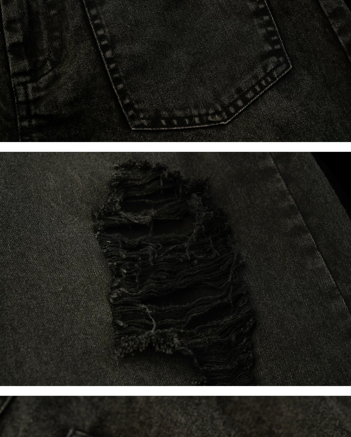 "Street Rebel Mood" Distressed Black Straight-Leg Jeans WE932