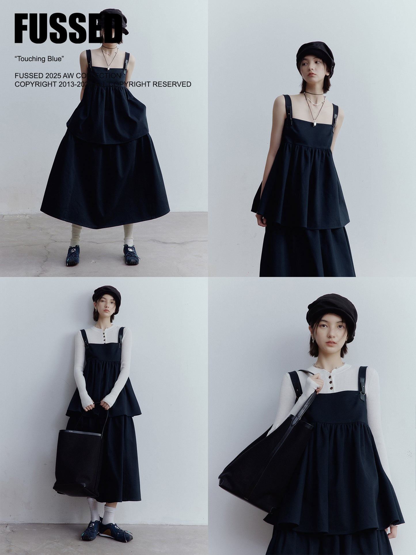 FUSSED Blues Dusky Blue Doll Top & A-Line Skirt Set FOF-25SS110