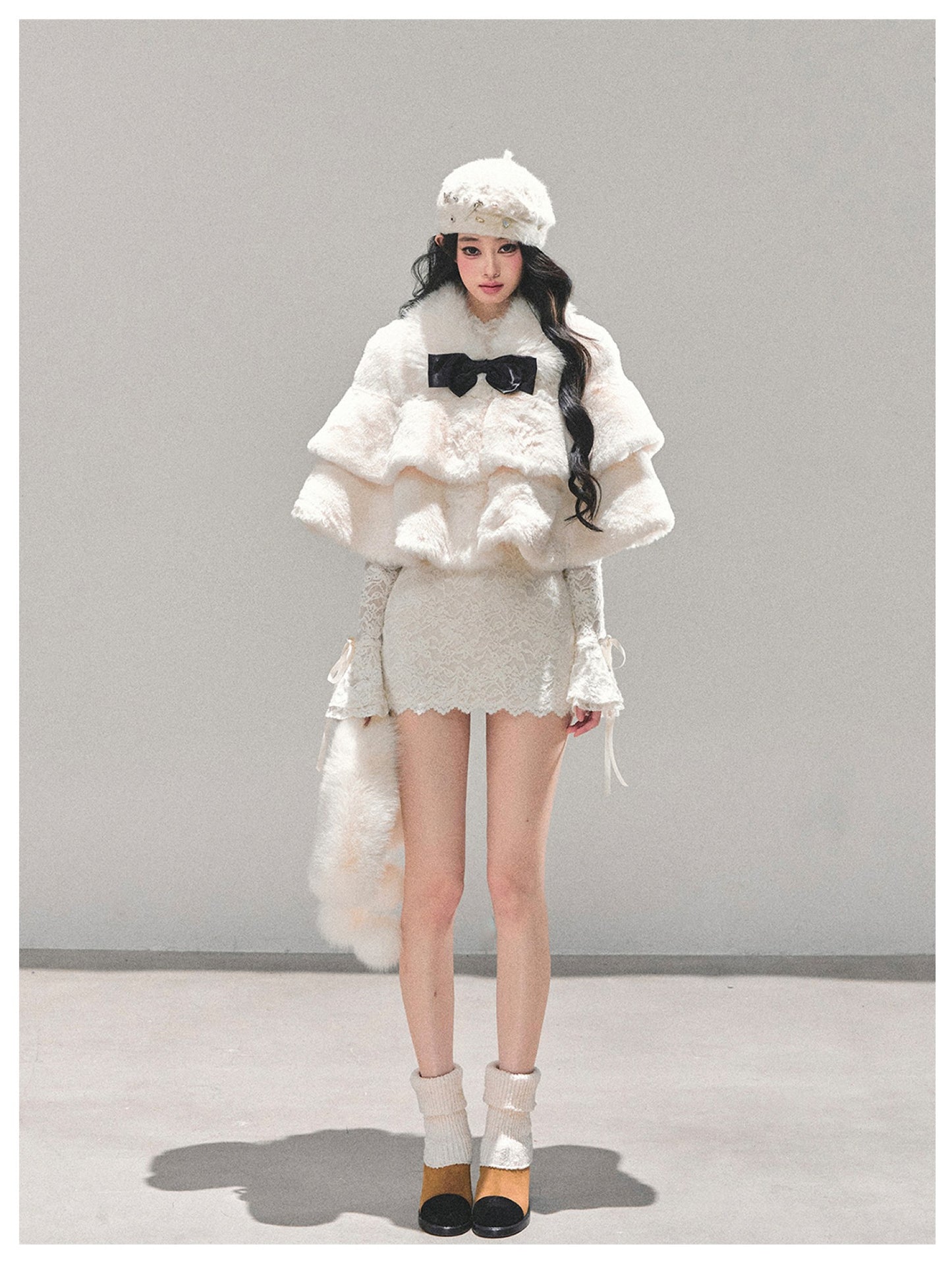 少也眼 “When the First Snow Falls" Plush Winter Cape Coat