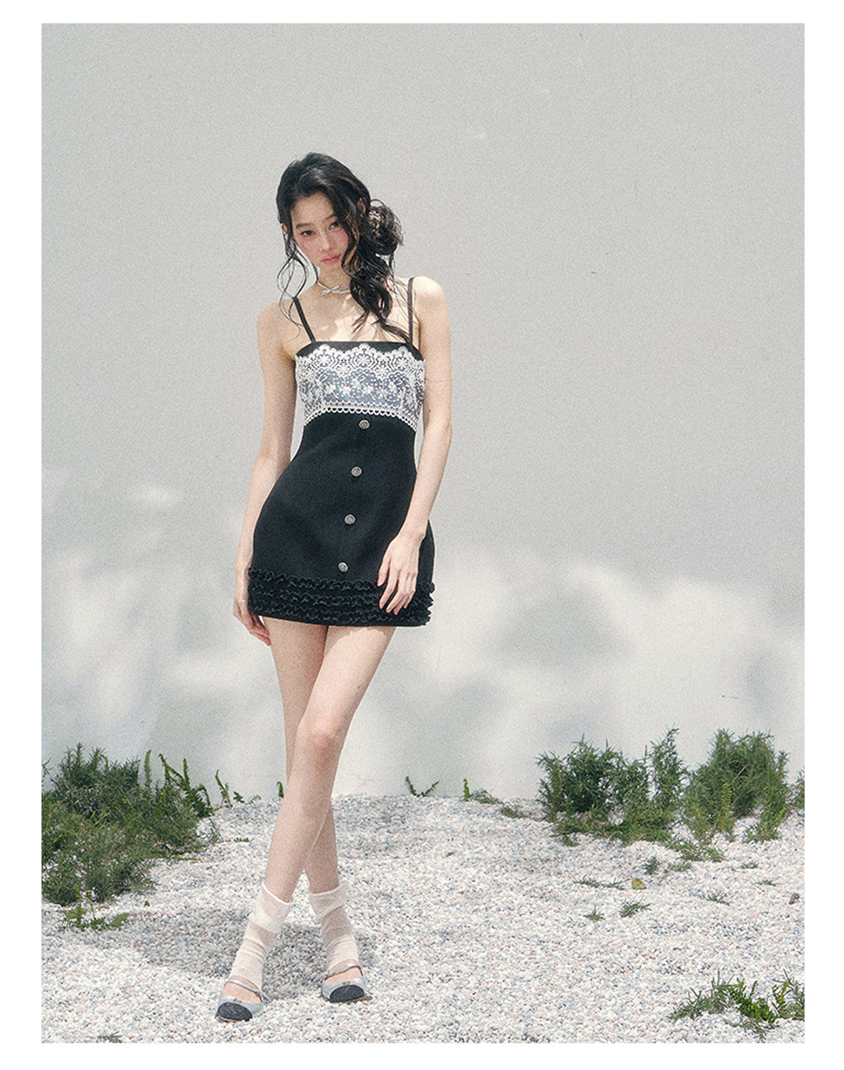“Midnight Soliloquy” Black Lace Slip Mini Dress