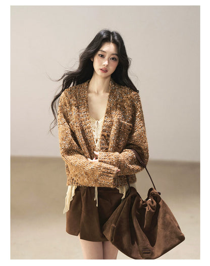 AOMALM - Toasted Pecan Marled Knit Cardigan
