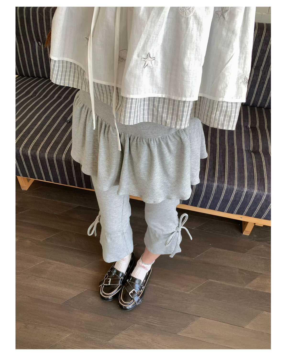 [RF] “Milk Gray Ballet” Gray Adjustable Drawstring Slim Flare Pants