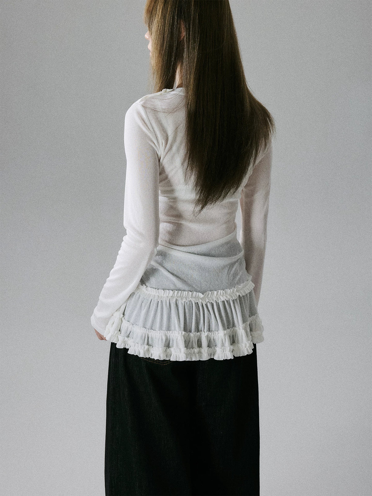 LOST FOREST - White Sheer Lyocell Layering Top