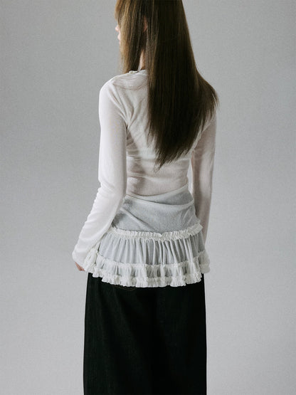 LOST FOREST - White Sheer Lyocell Layering Top