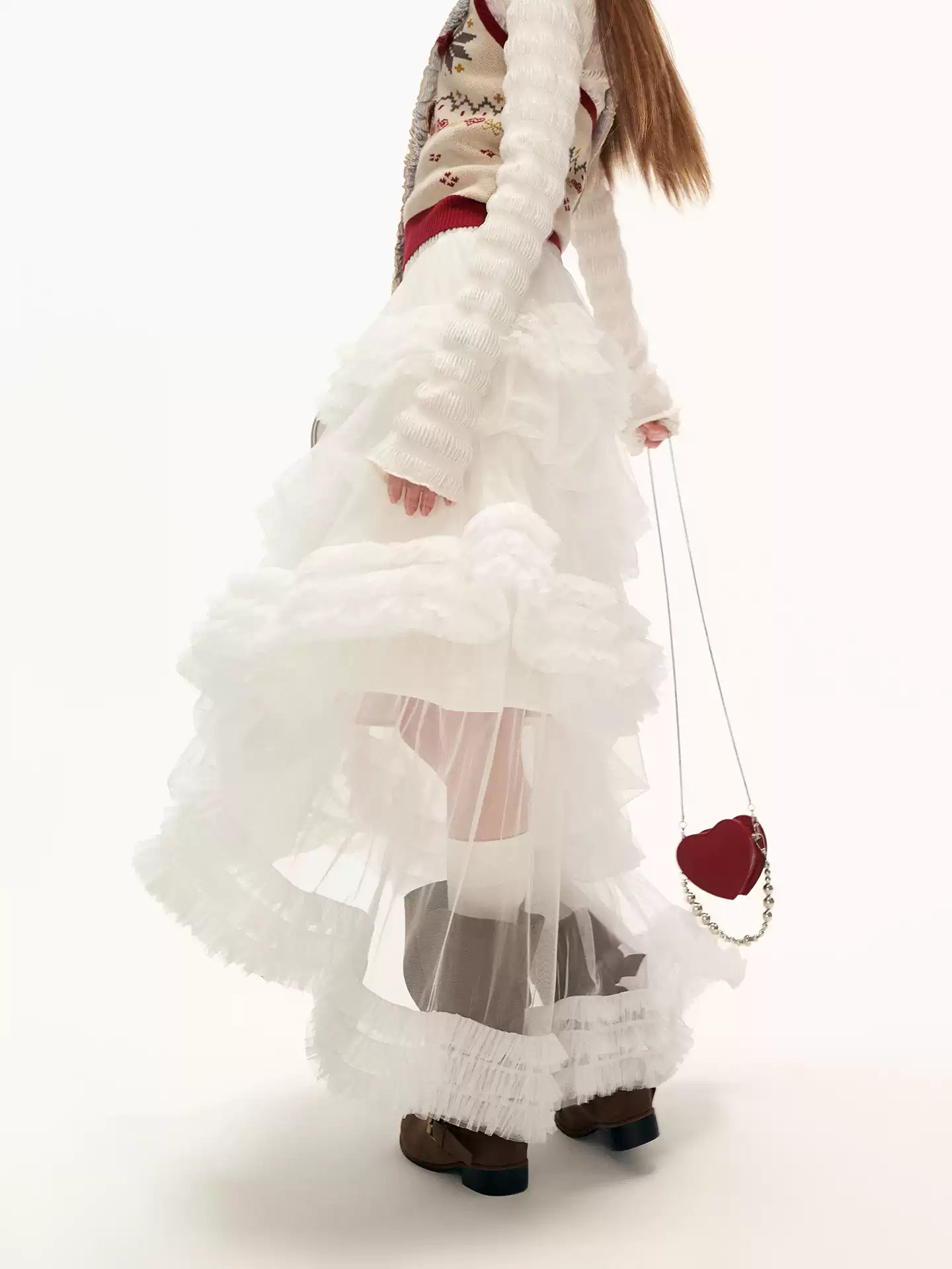 MAMC - White Cloud Tulle Puffy Midi Skirt WE870