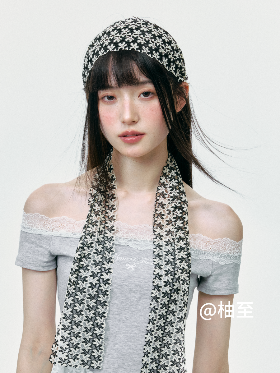 Floral Cutout Lace Scarf – Lightweight Breathable Summer Neck Scarf