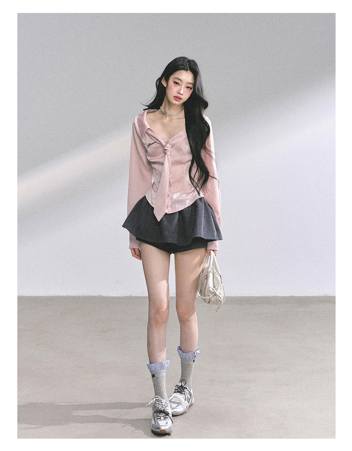 少也眼 “Pinkbud Academy” French Preppy Striped Polo Blouse