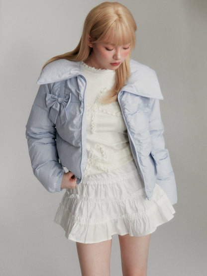 “Blue 90% White Duck Down” Short Puffer Jacket M6666