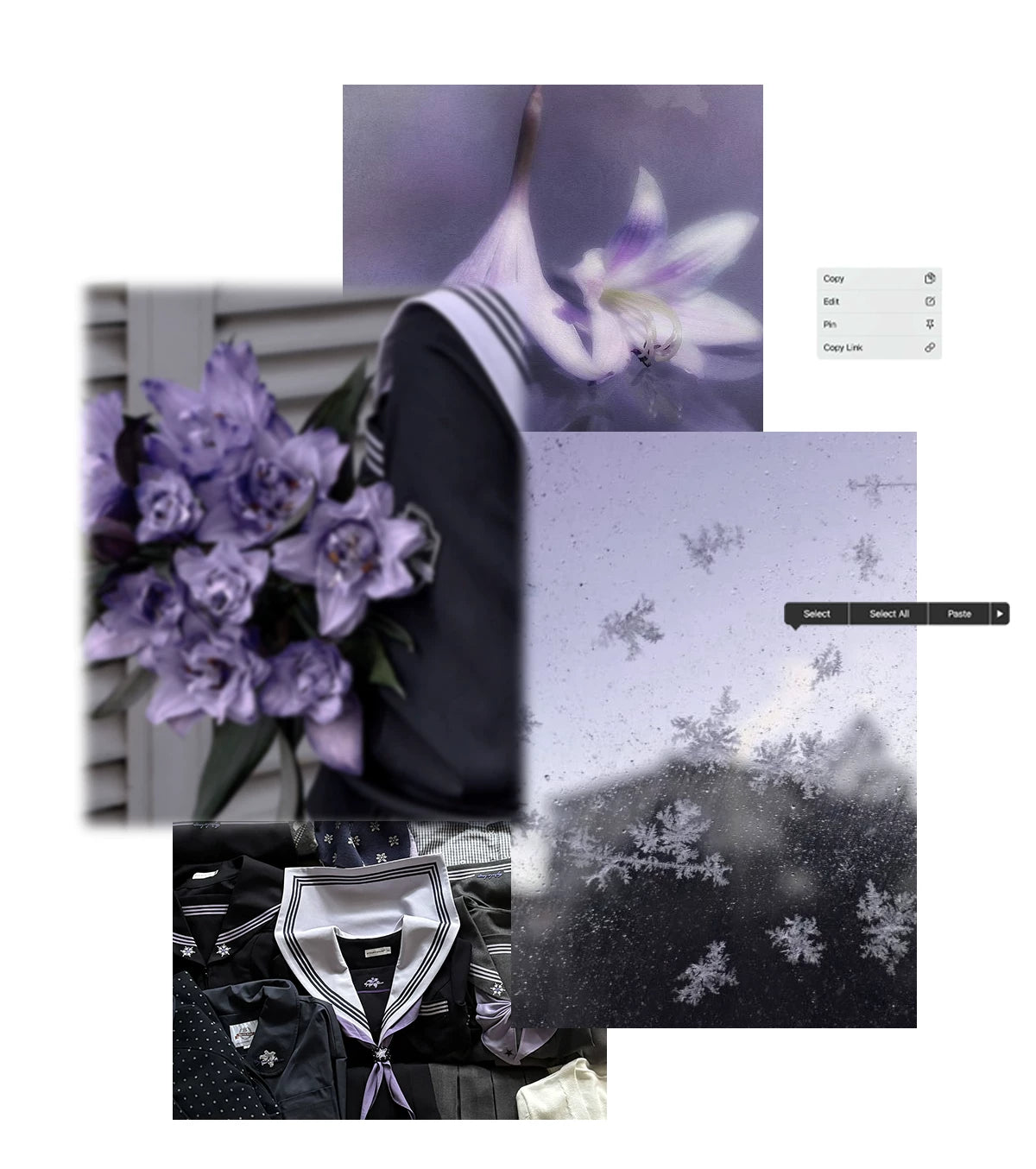 "Snow Lily Mist" Lavender Blouse & Skirt Set