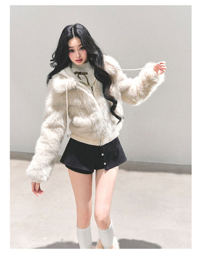 少也眼 "She Walks Through Snow" Faux Shearling Winter Jacket 8763132