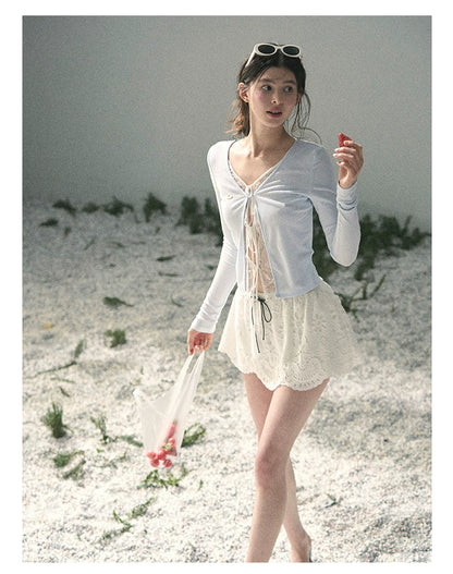“Dreams Between Seams” Baby Blue Layered Lace Top