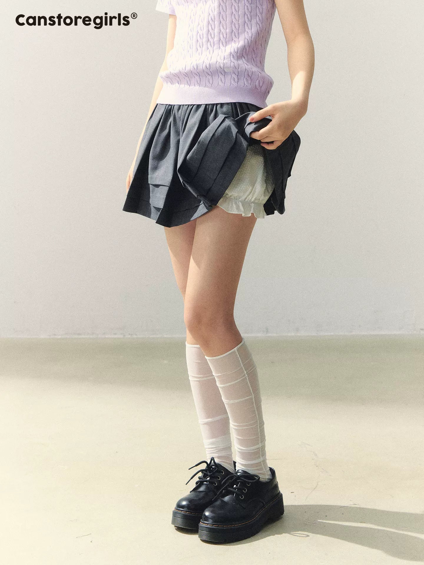 "Dark Academia Mood" Pleated Skort LL2026064