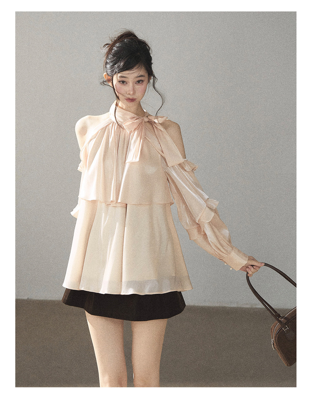 170726 "Pearlescent Glow" Pearl Pink Satin Halter Blouse
