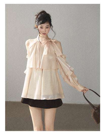 170726 "Pearlescent Glow" Pearl Pink Satin Halter Blouse