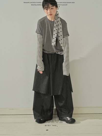 "Archive Fade" Dark Indigo Layered Wide Leg Jeans