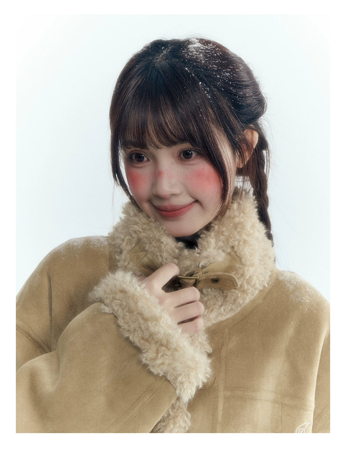 Horridale - Vintage Tan Suede-Effect Sherpa-Lined Stand Collar Jacket