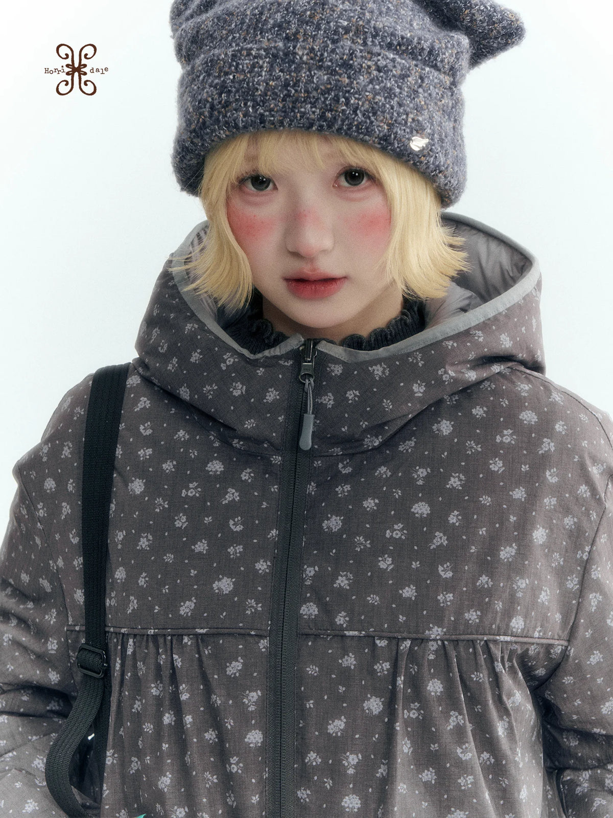 Horridale - Misty Purple Reversible Floral Hooded Down Jacket