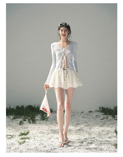 “Dreams Between Seams” Baby Blue Layered Lace Top