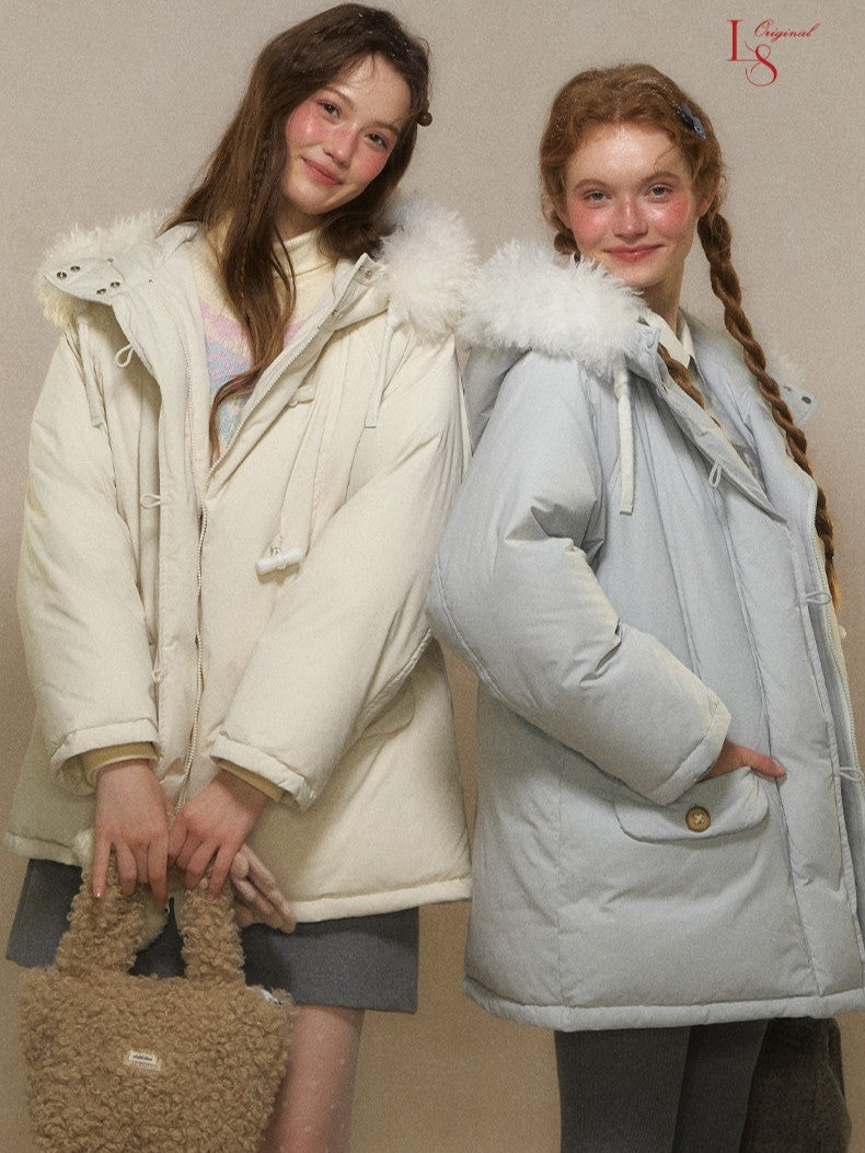 Snow Charm Ivory Toggle Down Coat 1G1101Y115XD