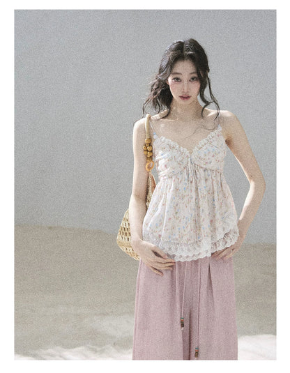 "Follow the Sea Breeze" Lightweight Straight-Leg Wide-Leg Pants (Lotus Pink/ Gray Sage Green/ Gray Blue)