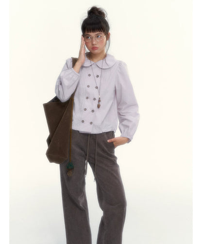 "A Season Called Autumn" Coffee Brown Vintage Washed Wide-Leg Utility Pants