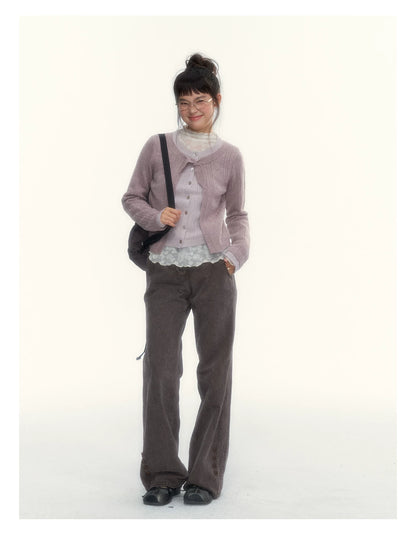 "A Season Called Autumn" Coffee Brown Vintage Washed Wide-Leg Utility Pants