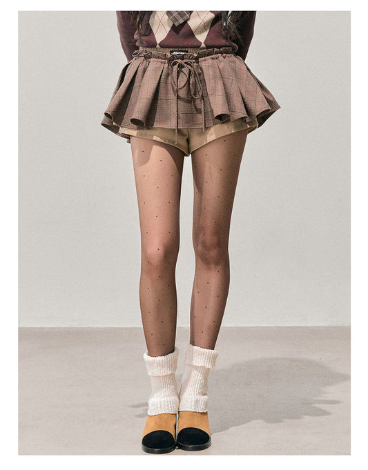 少也眼 “Annie's Waltz” Vintage Preppy A-Line Mini Skirt - Coffee Brown 1645635