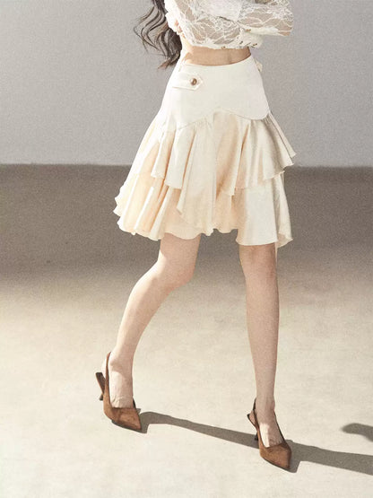 AOMALM - "Ginkgo & Evening Breeze" Dutch Cream French Satin Skirt