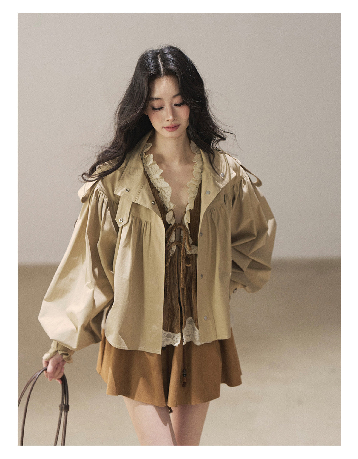 170726 "Where the Wind Wanders" Light Sand Cropped Utility Jacket