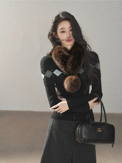 AOMALM - Real Fur Winter Scarf & Neck Warmer