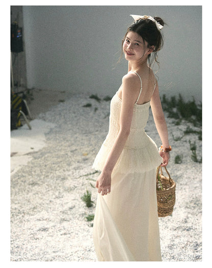 "Fallen Into Your Gaze" Dutch Cheese Lace Top & Jogger Pants Two-Piece Set