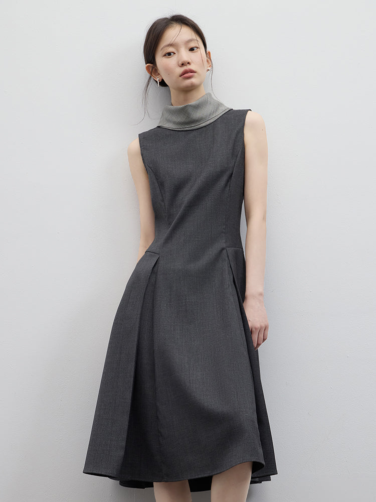 FUSSED Chill Girl Reversible Pleated Sheath Dress – Meteor Gray FOF-25SS052