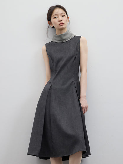 FUSSED Chill Girl Reversible Pleated Sheath Dress – Meteor Gray FOF-25SS052