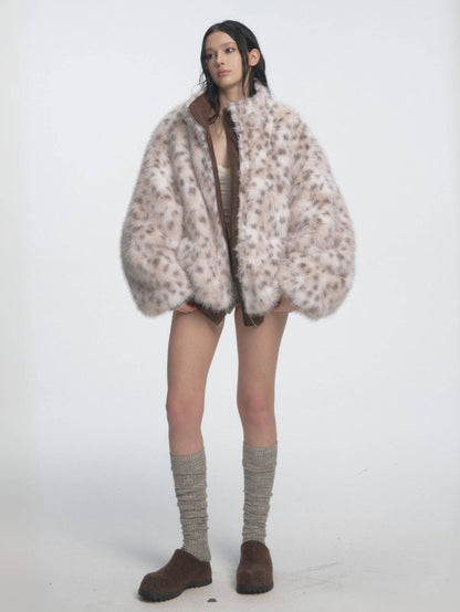 Muirgen - Brown Y2K Reversible Faux Fur Suede Aviator Jacket