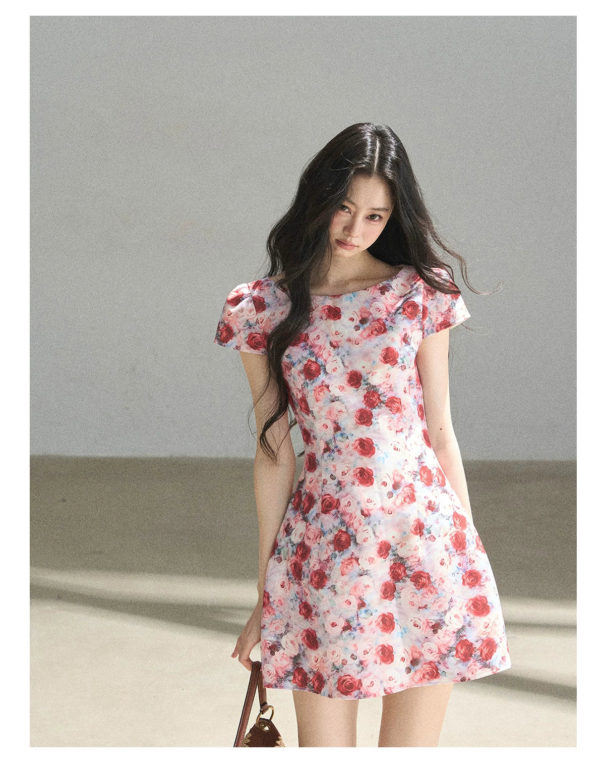 "Half a Rose" Dried Rose Fit & Flare Mini Dress