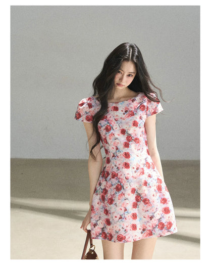 "Half a Rose" Dried Rose Fit & Flare Mini Dress
