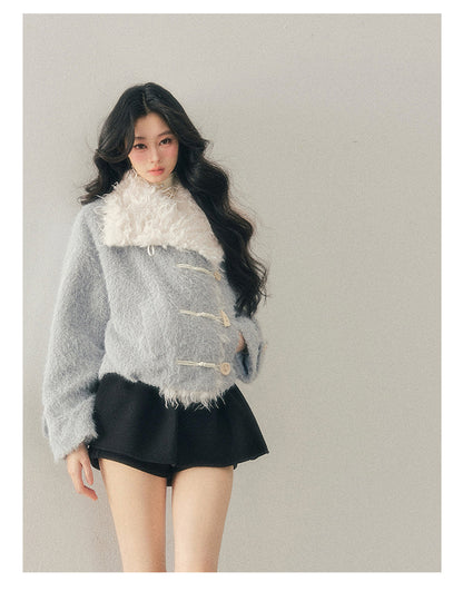 少也眼 "I Drown in Blue" Padded Winter Coat - Glacier Blue