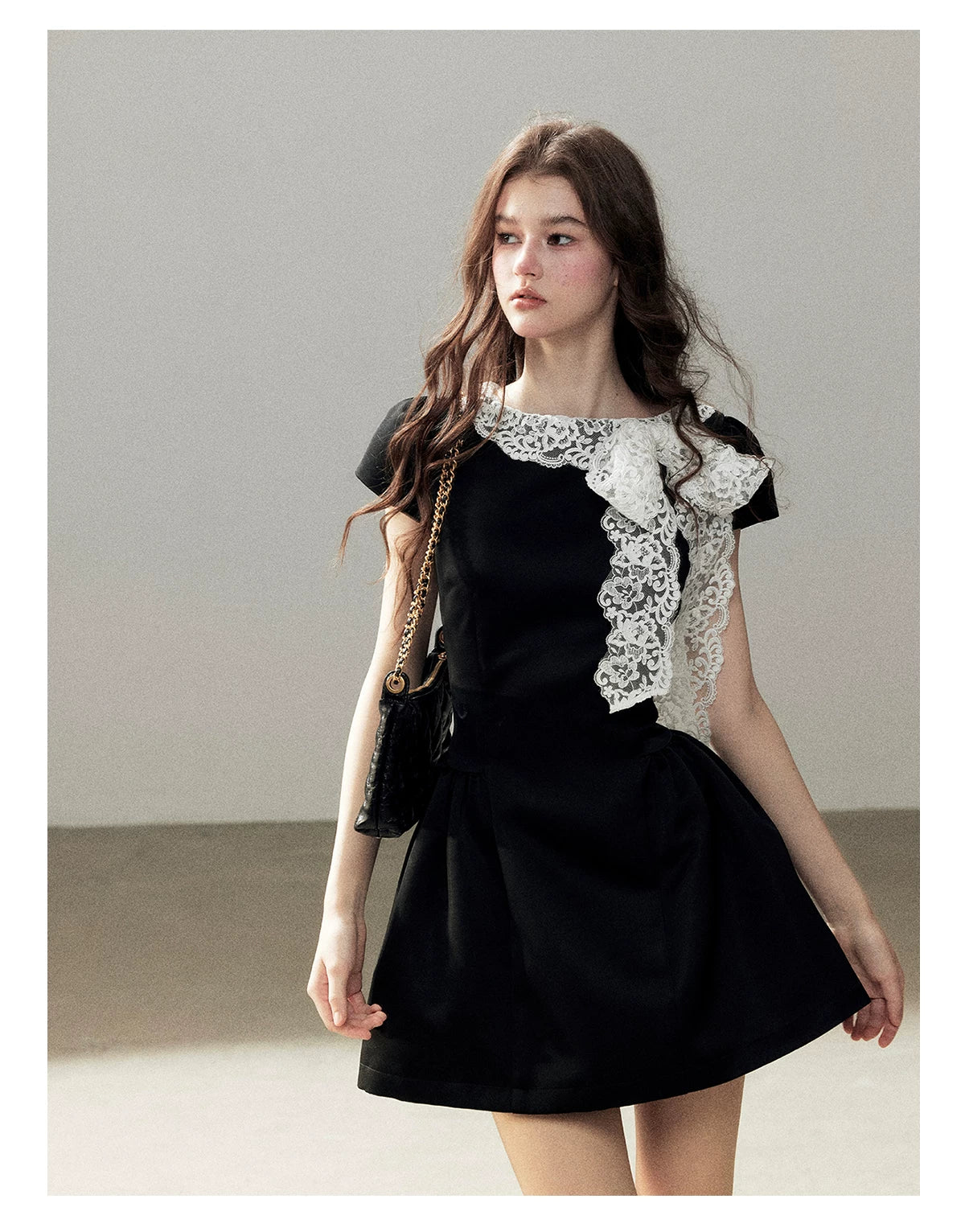 "A River Woven by Moonlight" Rich Black Lace Cocktail Mini Dress