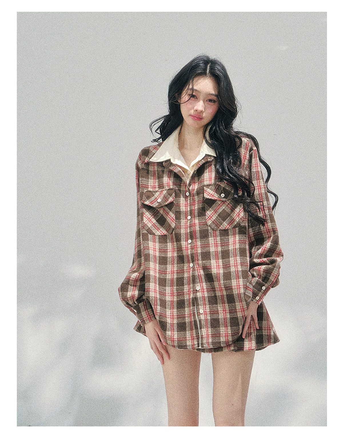 “Café Daydream” British Plaid Shirt & Mini Skirt Set