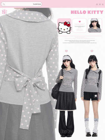 170726K  "Grey Stardust" Layered Campus Collection (Long Sleeve Top / Layered Skort / Athletic Shorts)