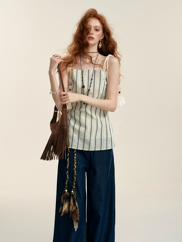 Longline Vertical Stripe Camisole Tank Top