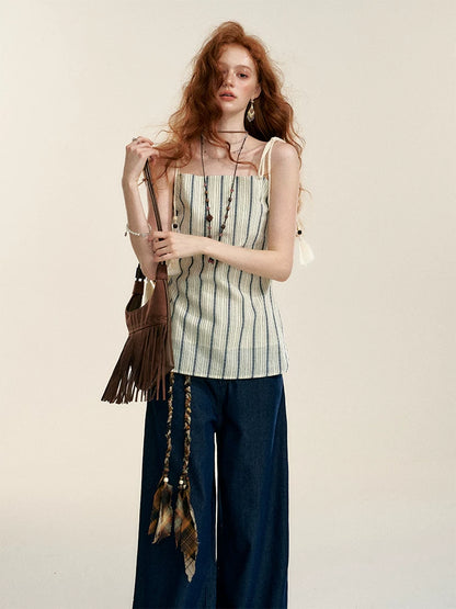 Longline Vertical Stripe Camisole Tank Top