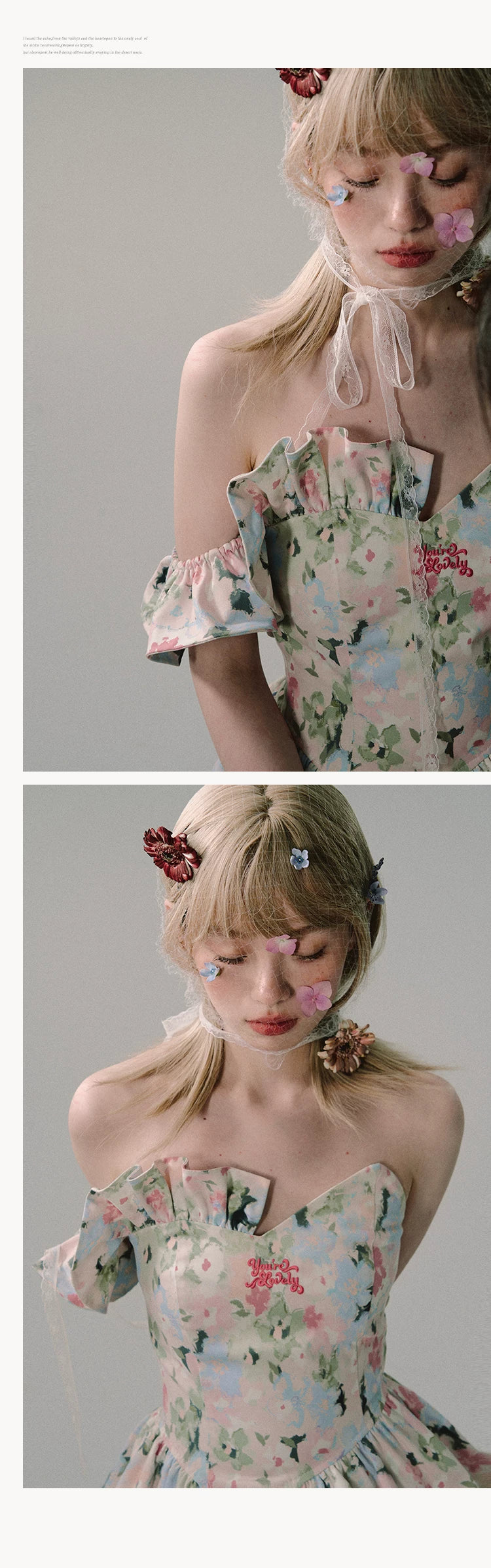 OAKMOO/ "When Blossoms Weep" Multicolor Irregular Floral Mini Dress