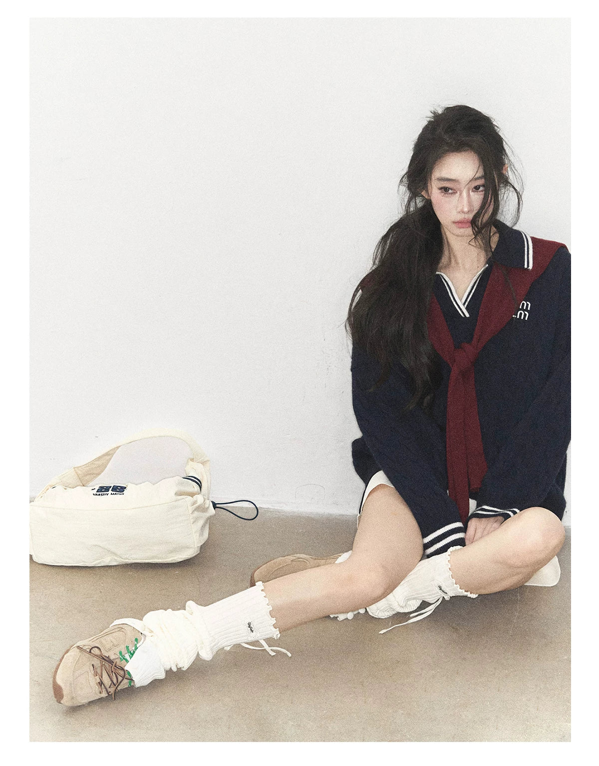 AOMALM - "Navy in Negative Space" Navy Academy-Style Knit Two-Piece Set